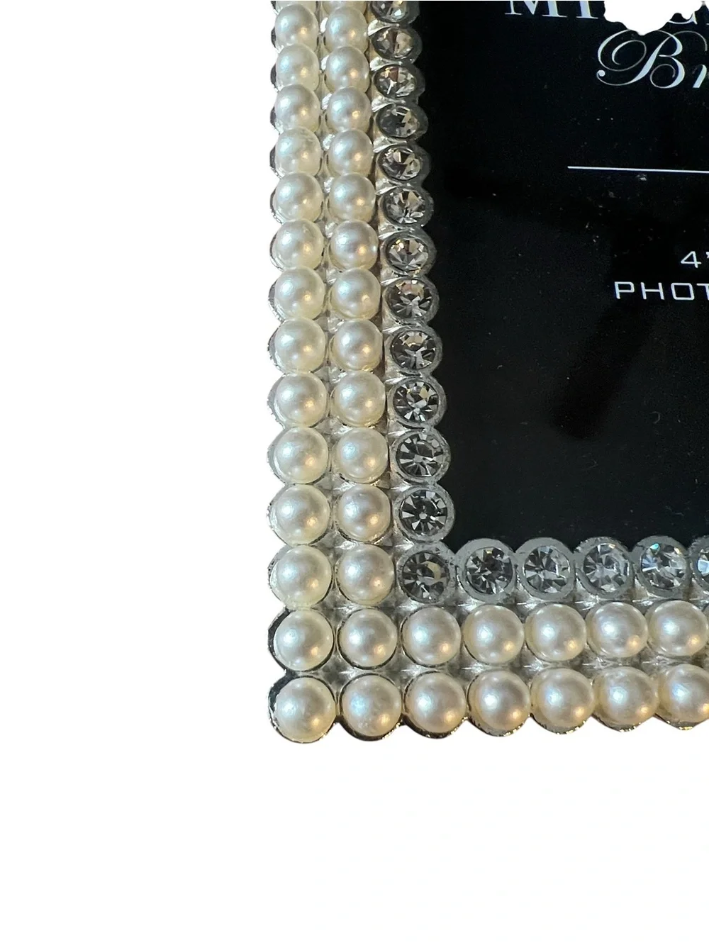Badgley Mischka Bride 4” x 6” Faux Pearls & Crystal Picture Frame